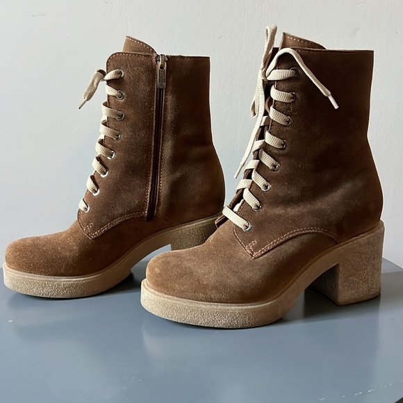 Winter boots tan color in suede la Canadienne like new size 6.5 - Picture 3 of 5